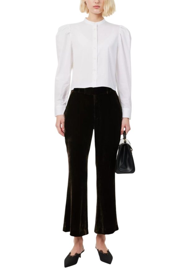 Crop Flare Velvet Trouser - Espresso Online Hot Sale