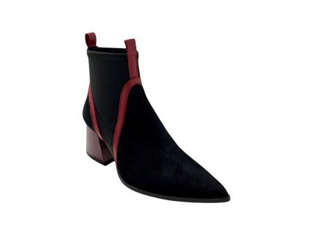 9258 Black Suede Red Heel Bootie Online Hot Sale