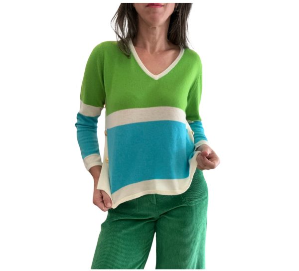 30905 Colour Block Knit Sweater Cheap