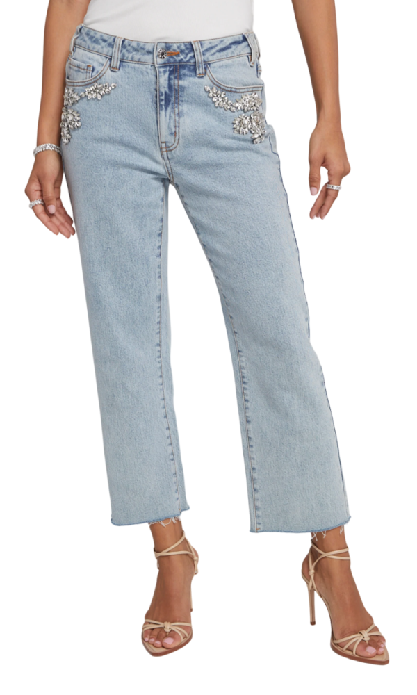 Carolyn Crystal Denim Pants - Light Blue Supply