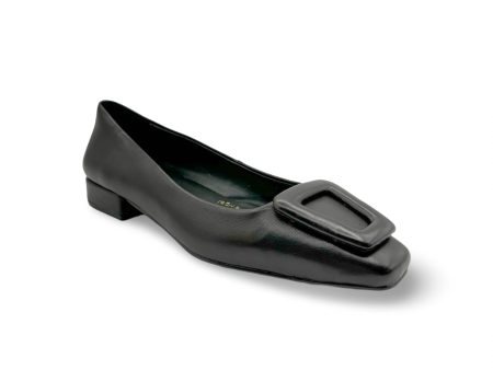 BR5115 Black Leather Flat For Discount