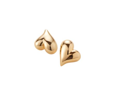 Art Heart Button Earrings - Gold on Sale