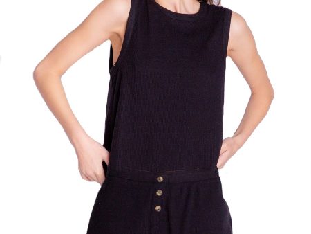 Black Texture Lounge Short Tank Set Discount