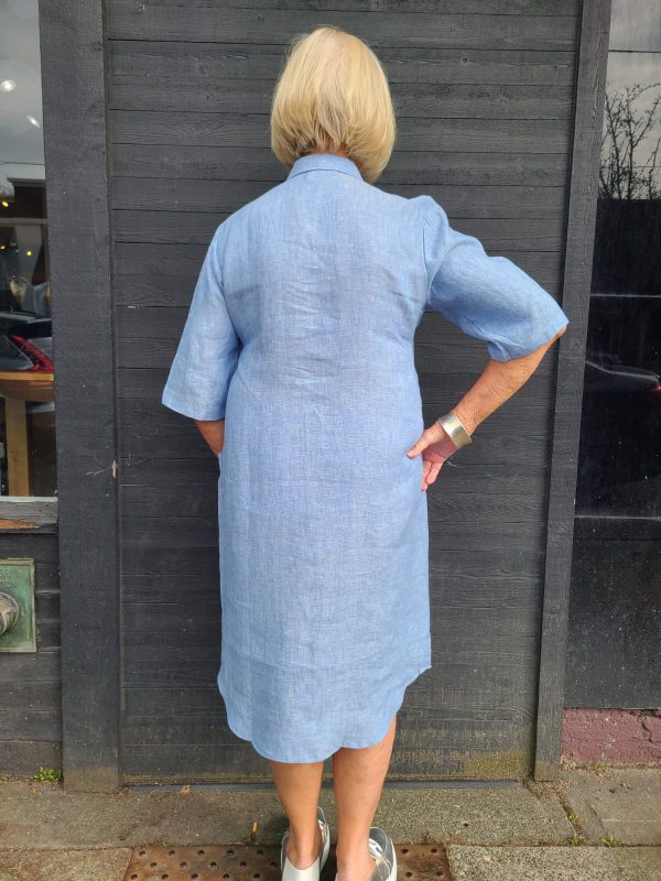 23-99M Blue Linen Dress Cheap