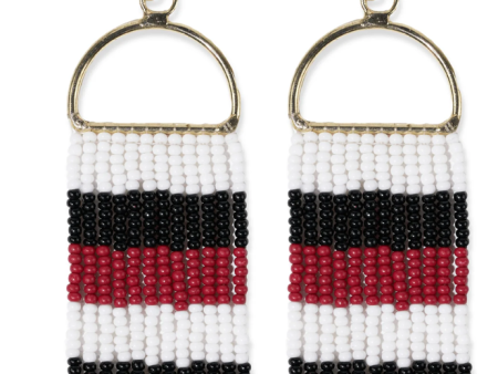 ALLISON Checkered Beaded Fringe Red Black Earrings Sale