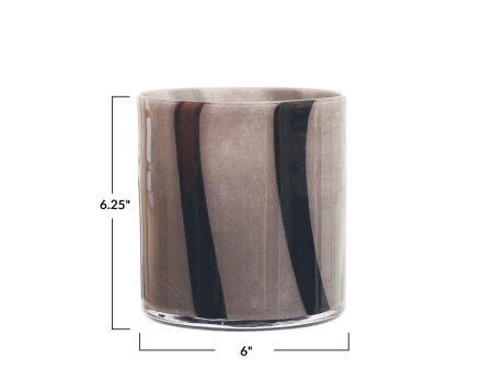 6  x 6.25  Glass Candle Holder Vase with Stripes Fashion