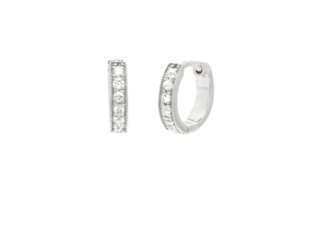 Pave Huggies - 10mm Silver CZ Cheap