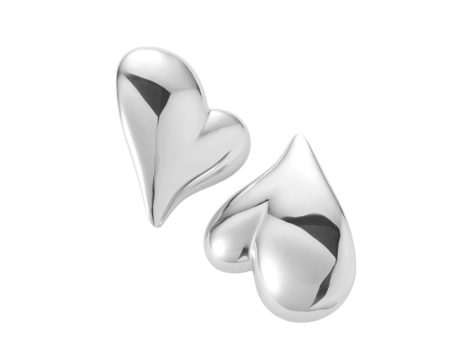 Mega Art Heart Button Earrings - Silver Online