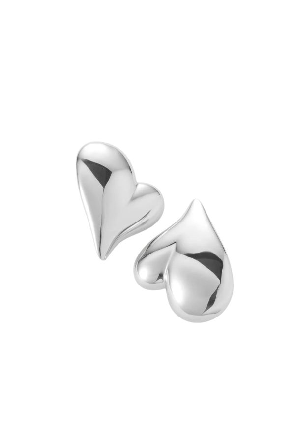 Mega Art Heart Button Earrings - Silver Online