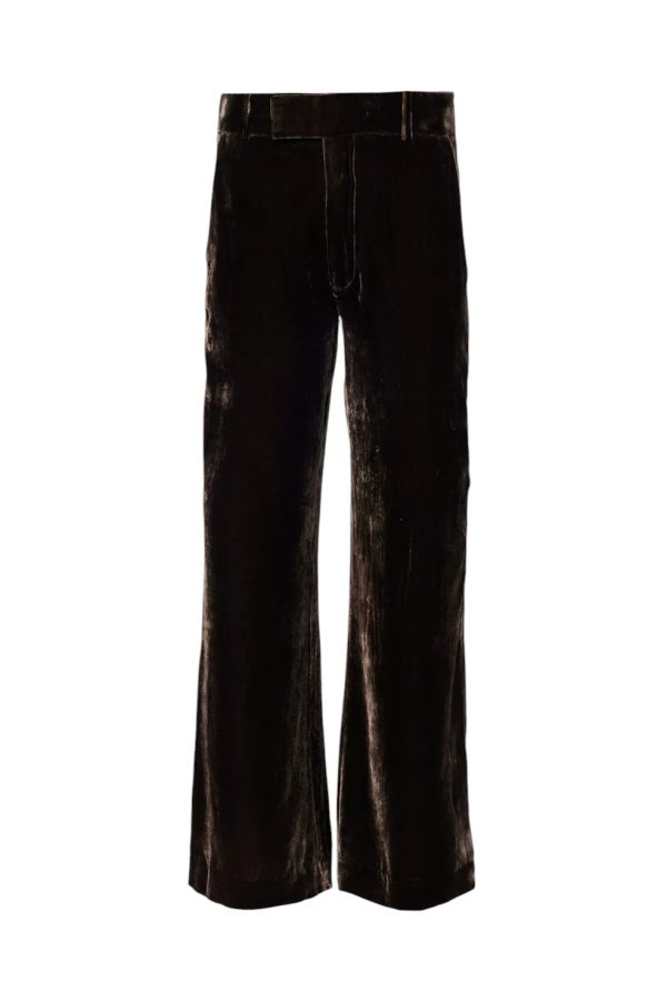 Crop Flare Velvet Trouser - Espresso Online Hot Sale