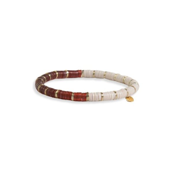 Grace Half and Half Block Stretch Bracelet - Rust For Discount