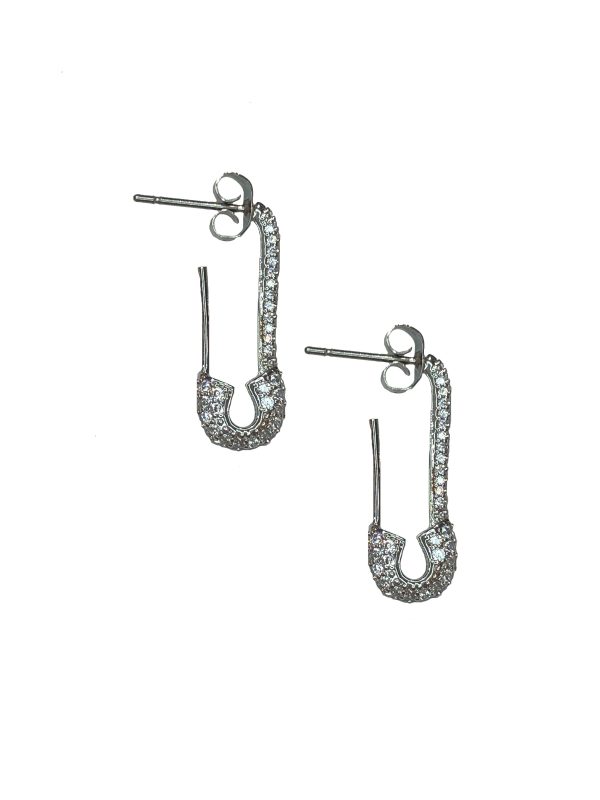 Safety Pin Earrings - Silver Discount