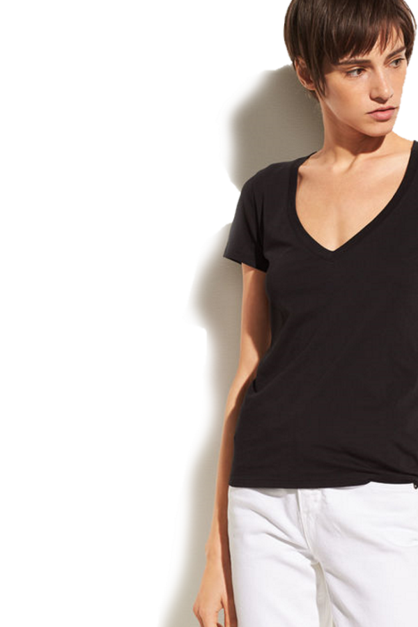 Essential Short Sleeve Cotton V-Neck on Sale