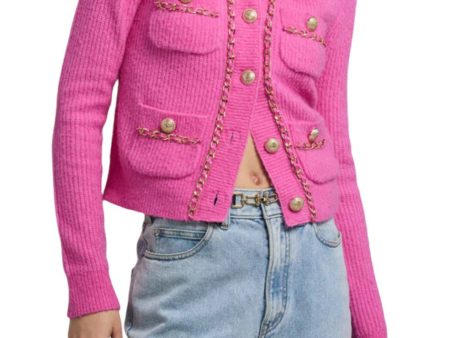 Selma Chain Cardigan - Pink Hot on Sale