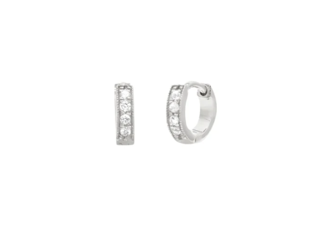 Pave Mini Huggies - 8mm Silver CZ Online Sale