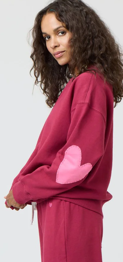 Boyfriend Sweatshirt Imperfect Heart in Burgundy - Kerri Rosenthal Sale