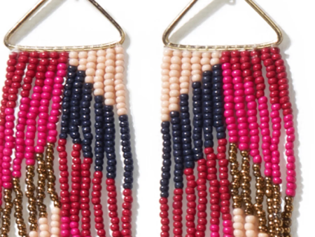 WHITNEY Chevron Beaded Fringe Hot Pink Earrings Online Sale