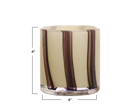 4  x 4  Glass Candle Holder Vase with Stripes Hot on Sale