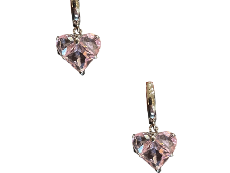 Silver Love Heart Earring - Pink Sale