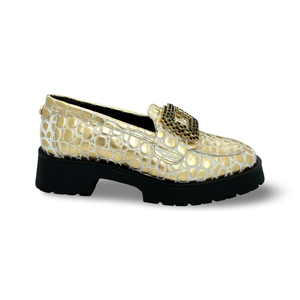 RAQUEL Gold Loafer Cheap