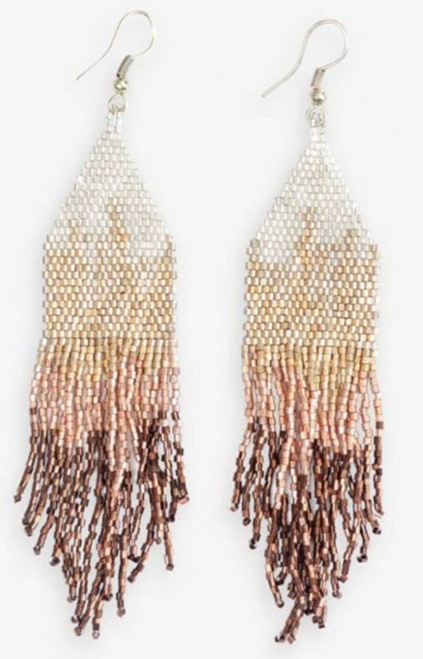 CLAIRE Mixed Metallic Ombre Fringe Earrings For Sale