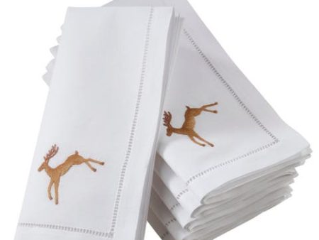 Embroidered Brown Reindeer Napkin Online Hot Sale