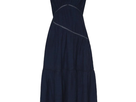 Gathered Seam Lace Inset Dress - Navy Online Sale