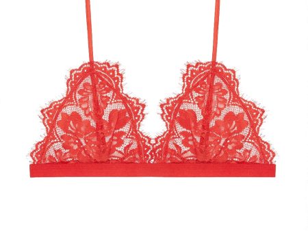 Floral Lace Bra - Red Sale