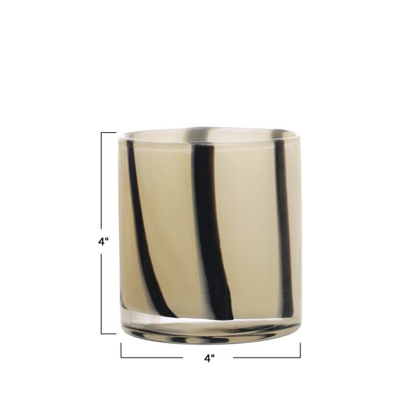 4  x 4  Glass Candle Holder Vase with Stripes Hot on Sale