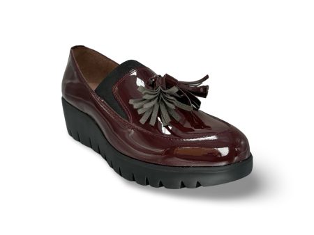 C3342 Bordeaux Patent Loafer Wedge Online now