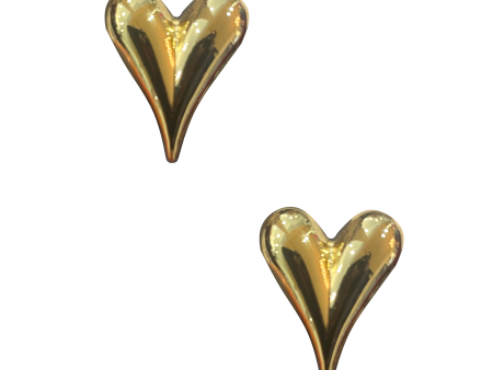 Large Puffy Heart Studs - Gold Online now