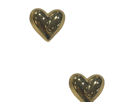 Puffy Heart Studs - Gold For Cheap