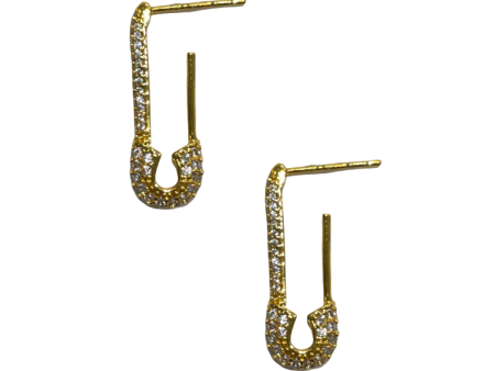 Safety Pin Earrings - Gold For Sale