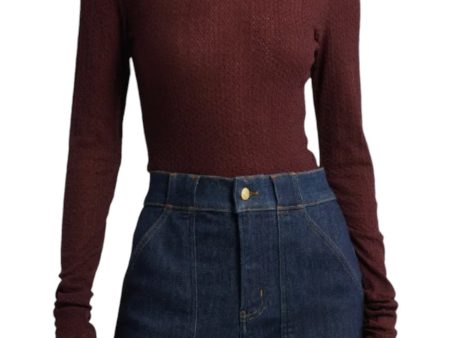 Mesh Lace Turtleneck - Deep Burgundy Discount