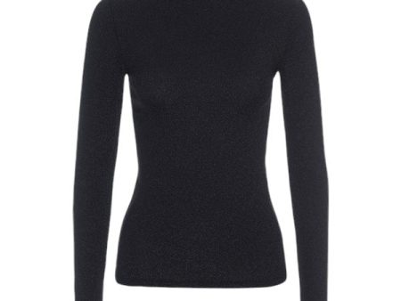 Lurex Turtleneck Top - Black Cheap