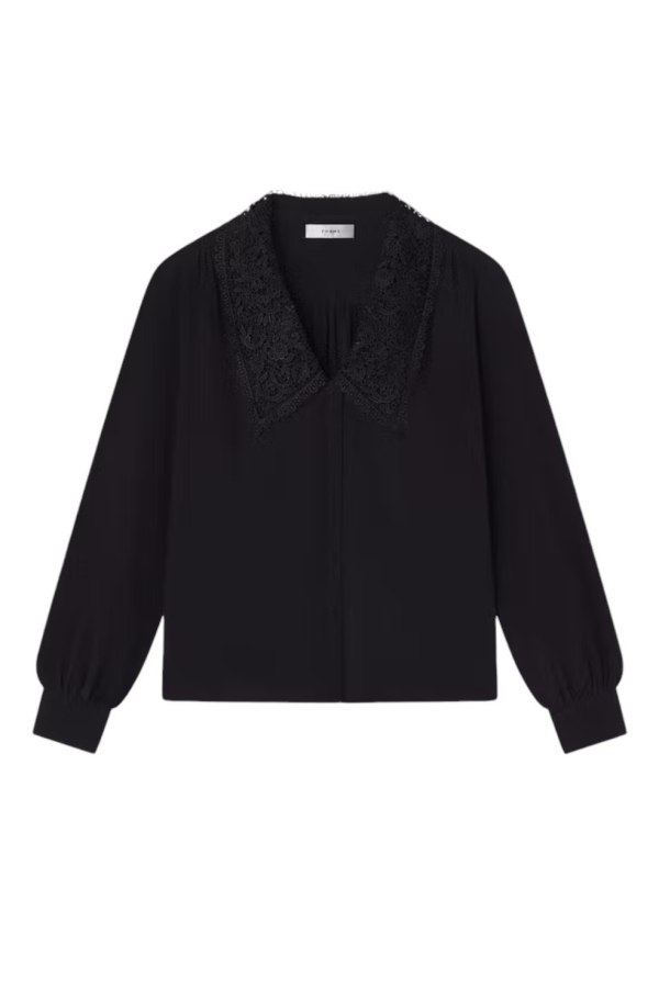 Lace Collar Blouse - Black Online Sale