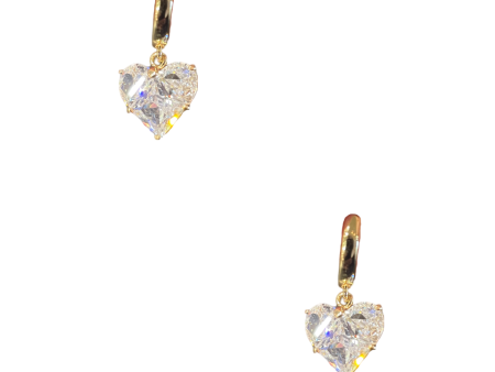 Gold Love Heart Earring - Clear Online