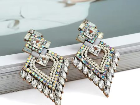 Silver  Triangle Vintage Diamond Earrings Fashion