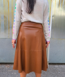 6531 Camel Vegan Leather Skirt Online now