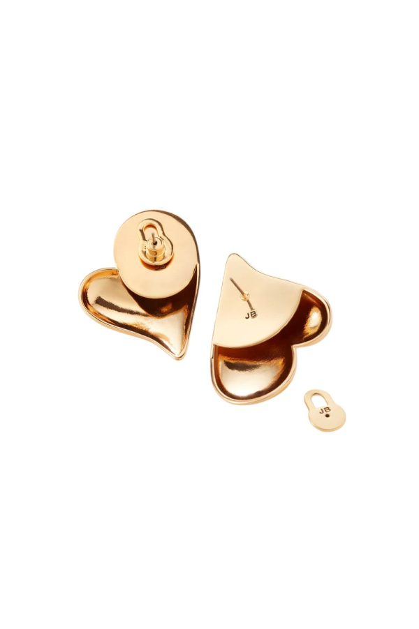 Mega Art Heart Button Earrings - Gold Fashion