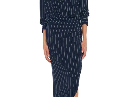 Oversized Boyfriend Shirt Dress - Navy Pinstripe Supply