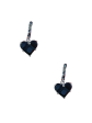 Silver Love Heart Earring - Black Cheap