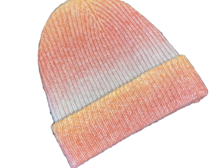 Ribbed Ombre Foldover Beanie - Coral Cheap