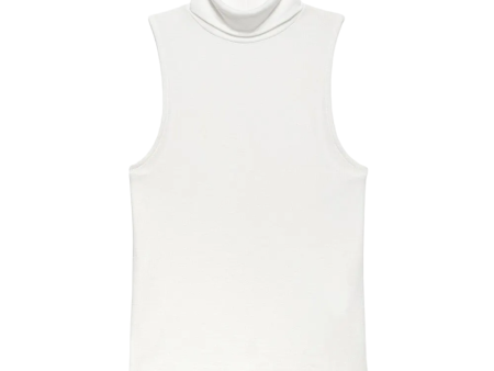 Sleeveless Turtleneck Top - White Cheap