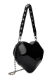 Molded Heart Bag With Studded Strap - Black and Silver Fashion