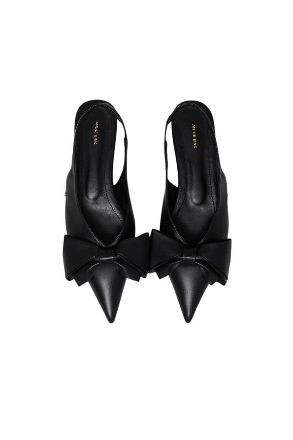 Nina Slingback Flats with Bow - Black Sale