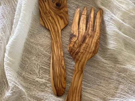 Olive Wood  Demi Forks Salad Serving Set 10  Discount