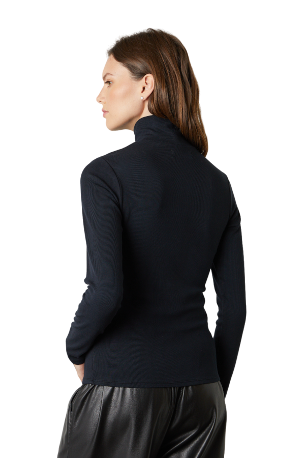 Kaylie Viscose Rib Turtleneck - Black Hot on Sale