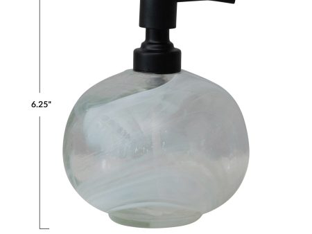 Marbled Glass Soap Dispenser w  Pump For Sale