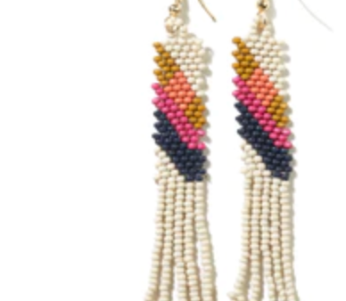 EMMA Angles Beaded Fringe Cream Earrings Online now